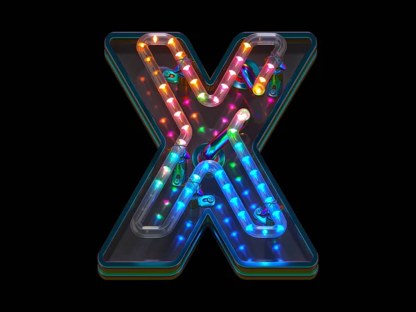 Letter Abstracte Rendering Lettertype Ontwerp Met Kleurrijke Led Verlichting — Stockfoto