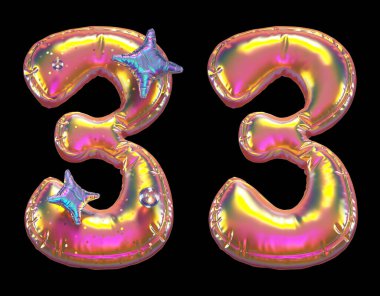 Altın Holografik Balon Tasarımı 3D. 3 numara..