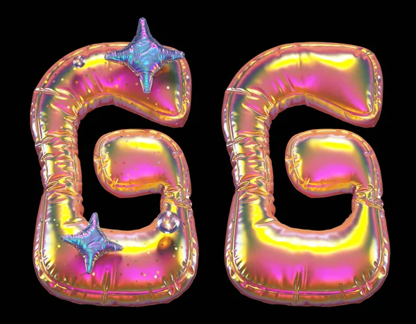 Rendering Golden Holographic Balloon Design Letter — Stock Photo, Image