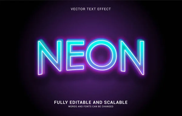 Editable Text Effect Neon Light Style Can Used Make Title — стоковый вектор