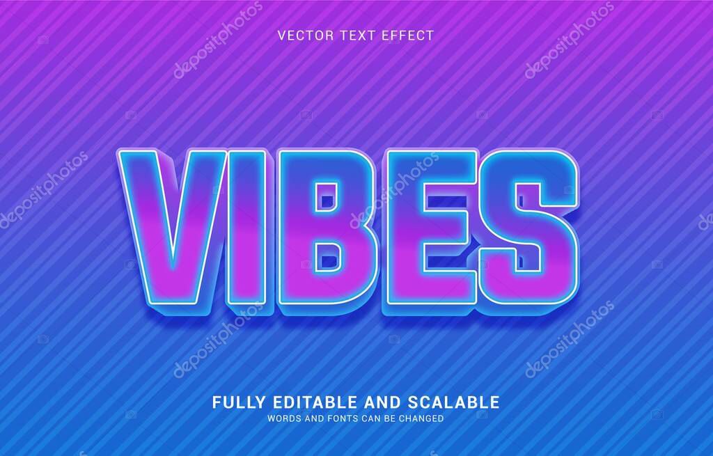 Editable text effect, Vibes style can be use to make Title