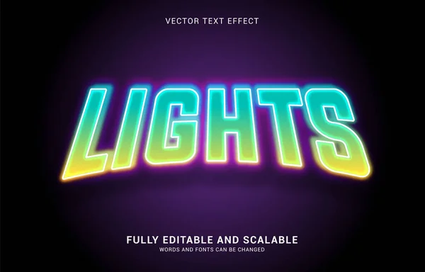 Editovatelný Textový Efekt Lights Styl Lze Použít Vytvoření Titulek — Stockový vektor