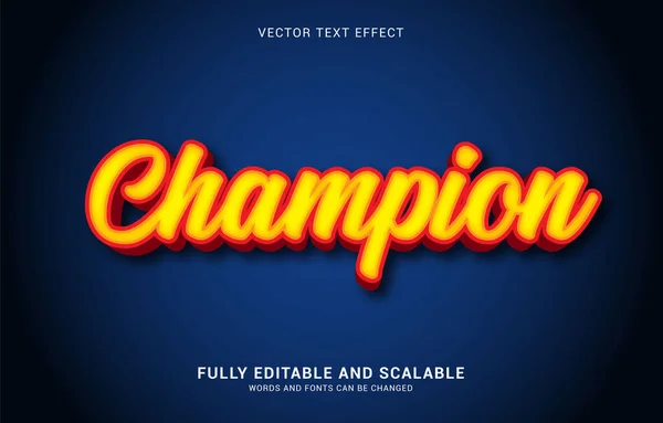 Bewerkbare Tekst Effect Champion Stijl Kan Worden Gebruikt Titel Maken — Stockvector