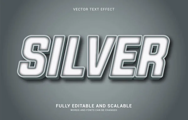 Redigerbar Text Effekt Silver Stil Kan Användas För Att Göra — Stock vektor