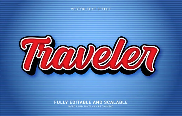 Bewerkbare Tekst Effect Traveler Stijl Kan Worden Gebruikt Titel Maken — Stockvector