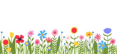 Çizgi film Renk Çiçek Sınırı Baharı. Vektör