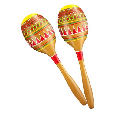 Gerçekçi Detaylı Maracas Meksika Enstrümanı. Vektör
