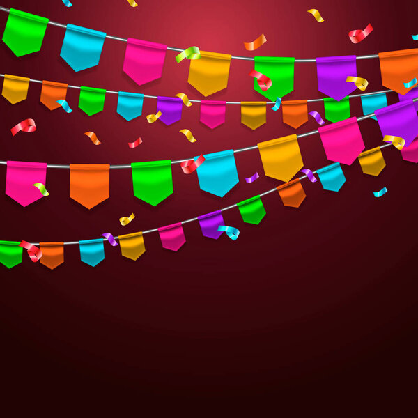 Рэпер Detailed 3d Party размахивает гирляндами на заднем плане. Вектор