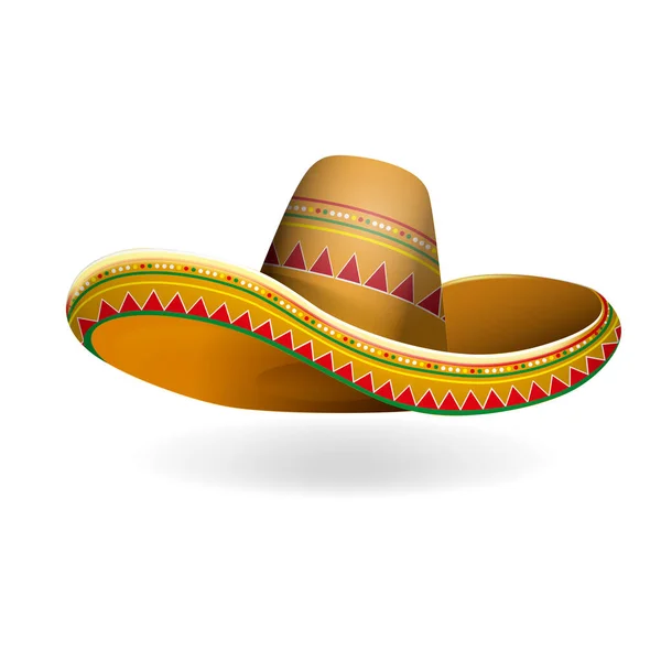 Realisztikus részletes 3D-s mexikói Sombrero kalap. Vektor — Stock Vector