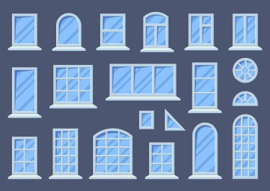 Çizgi film Windows White Frames Simgeleri Ayarlandı. Vektör