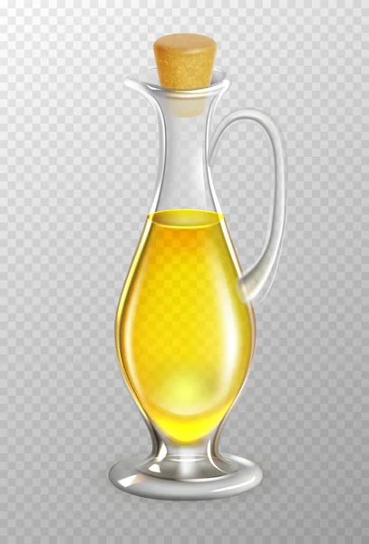 现实的3D详细的橄榄油在玻璃瓶与处理和软木塞。B.病媒 — 图库矢量图片