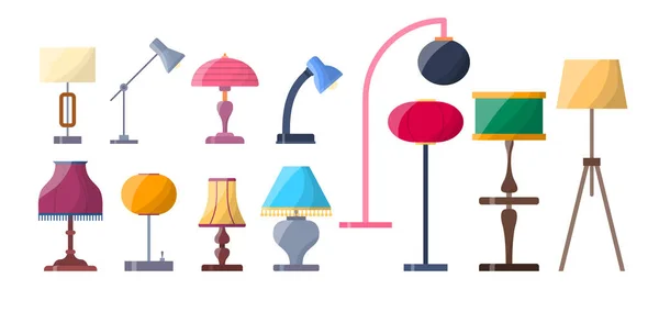 Cartoon Color Lamp Fackeln Icon Set. Vektor — Stockvektor