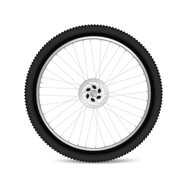 現実的な詳細3dブラック自転車タイヤホイール。ベクトル — ストックベクタ