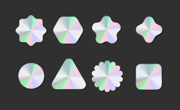 Holographic Stickers Labels Badges Signs Set Concept. Vector — 图库矢量图片