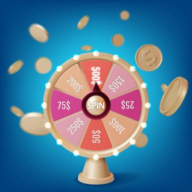 3d Fortune Spinning Wheel Plasticine Cartoon Style. Vector