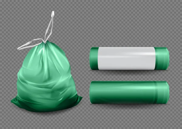 Realistic Detailed 3d Different Plastic Trash Bag Set. Vector — 图库矢量图片