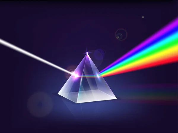 Espectro de luz de prisma 3d detallado realista. Vector — Vector de stock