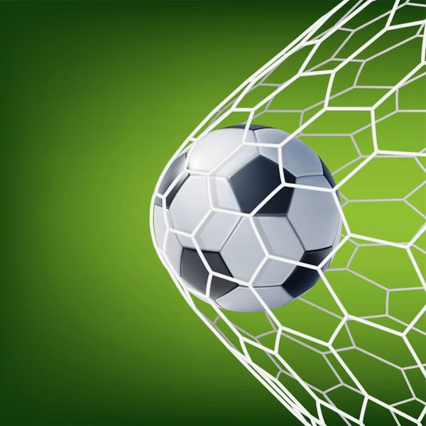 Realistic Detailed 3d Soccer Ball Scores a Goal. Vector — Stockový vektor