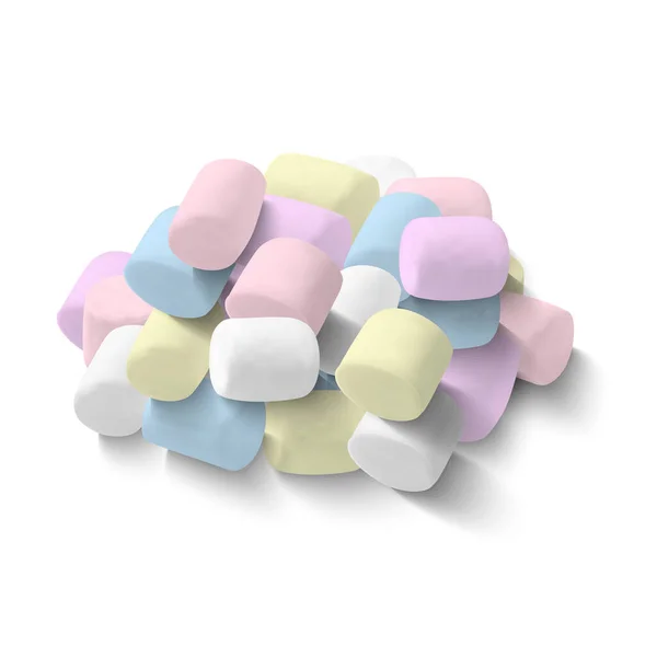 Realista detalhada 3d pastel colorido Fluffy Marshmallows. Vetor —  Vetores de Stock