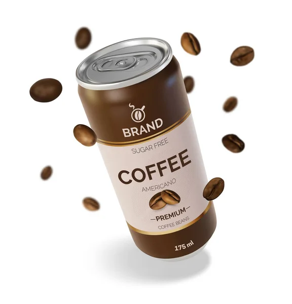 Realista detallado 3d enlatado café. Vector — Vector de stock