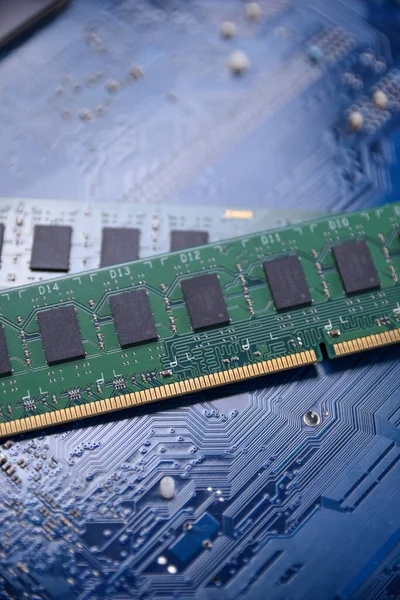Ram Computador Fundo Placa Mãe Fecha Componentes Informáticos — Fotografia de Stock