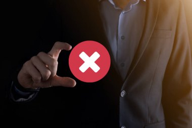 Elle tutulan simge, iptal simgesi, simgeyi iptal et. Düz kırmızı simge işaretle. round. round.round.round. X işareti iptal. Yanlış işaretleme. Reddedildi. Koyu arkaplanda.banner. Boşluk. Metin için yer