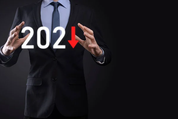 2021年规划业务负增长概念 商人计划和增加其业务中的消极指标 降低商业概念 — 图库照片