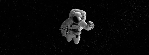 Rymdman Öppna Ytor Bakgrund Stjärnor Astronaut Färdas Rymden Mot Bakgrund — Stockfoto