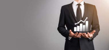 Erkek el yazısı ikonu neon. Küresel ağda satış veri grafiği grafiği grafiği ve borsa analizi yapılıyor. İş stratejisi, planlama ve dijital pazarlama.