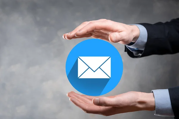 Businessman Hand Letter Icon Mail Icons Contact Newsleter Mail Protect — 스톡 사진