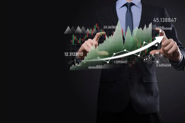 Geschäftsleute Halten Verkaufsdaten Und Diagramm Für Das Wirtschaftswachstum Geschäftsplanung Und — Stockfoto