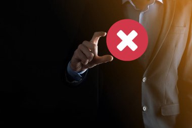 Elle tutulan simge, iptal simgesi, simgeyi iptal et. Düz kırmızı simge işaretle. round. round.round.round. X işareti iptal. Yanlış işaretleme. Reddedildi. Koyu arkaplanda.banner. Boşluk. Metin için yer