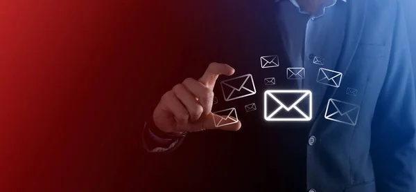 Email Marketing Nieuwsbrief Concept Neem Contact Met Ons Mail Nieuwsbrief — Stockfoto