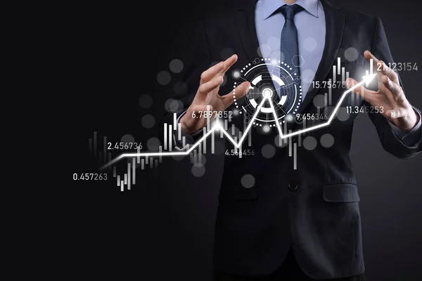 Mantenga Los Datos Ventas Gráfico Crecimiento Económico Planificación Estrategia Empresarial — Foto de Stock