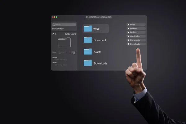 Koncepcja Zarządzania Dokumentami Wirtualny Ekran Ikony Systemu Zarządzania Dokumentami Dms — Zdjęcie stockowe