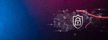 İş adamı gizler, kullanır ve topluluk teknolojisinin dijital bilgi simgesini basar. Yüksek teknoloji ve büyük veri kavramı. Küresel bağlantı. Şeylerin interneti. ICT Bilgi İletişim Ağı