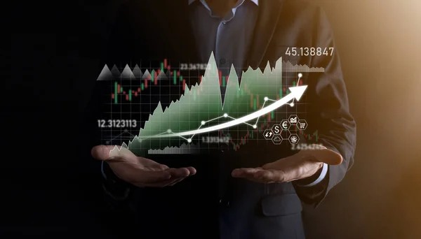 Данные Продажам График Экономического Роста Бизнес Планирование Стратегия Анализ Биржевой — стоковое фото