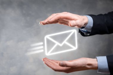 E-posta pazarlama ve bülten konsepti. Haber bülteni e-postası ile bizimle irtibata geçin ve kişisel bilgilerinizi posta konseptinden koruyun. İş dünyasındaki doğrudan satışların şeması. E- posta için istemci listesi