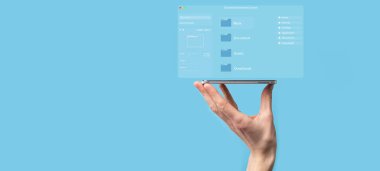 Belge yönetimi konsepti. Sanal ekran simgeleri Belge Yönetim Sistemi DMS Çevrimiçi belge veritabanı, şirket dosyaları ve verilerinin verimli arşivlenmesi, aranması ve yönetimi için yazılım