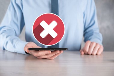 Elle tutulan simge, iptal simgesi, simgeyi iptal et. Düz kırmızı simge işaretle. round. round.round.round. X işareti iptal. Yanlış işaretleme. Reddedildi. Koyu arkaplanda.banner. Boşluk. Metin için yer