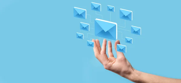 Email Marketing Nieuwsbrief Concept Neem Contact Met Ons Mail Nieuwsbrief — Stockfoto