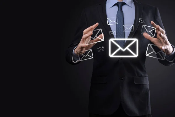 Email Marketing Nieuwsbrief Concept Neem Contact Met Ons Mail Nieuwsbrief — Stockfoto