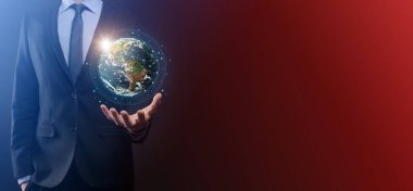 Büyüme grafiği müşterisi, dijital pazarlama, bankacılık ve ödeme çevrimiçi, iş dünyasının analizi ve planlanması ile işadamı ikonu ağ bağlantısı verileri. Finansal bankacılık. Teknoloji dijital pazarlaması