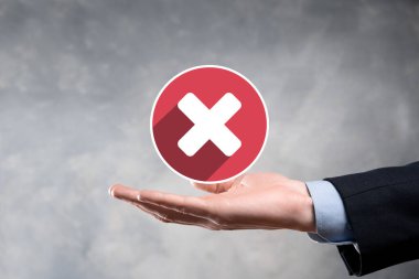 Elle tutulan simge, iptal simgesi, simgeyi iptal et. Düz kırmızı simge işaretle. round. round.round.round. X işareti iptal. Yanlış işaretleme. Reddedildi. Koyu arkaplanda.banner. Boşluk. Metin için yer