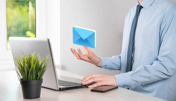 Email marketing and newsletter concept.Contact us by newsletter email and protect your personal information from spam mail concept.Scheme of direct sales in business. List of clients for mailing