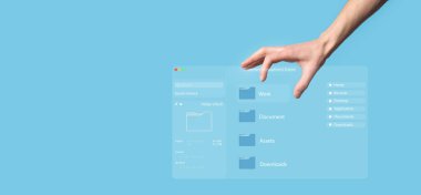 Belge yönetimi konsepti. Sanal ekran simgeleri Belge Yönetim Sistemi DMS Çevrimiçi belge veritabanı, şirket dosyaları ve verilerinin verimli arşivlenmesi, aranması ve yönetimi için yazılım