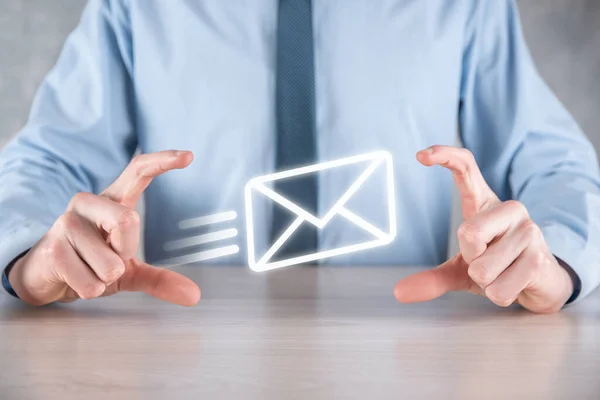 Email Marketing Nieuwsbrief Concept Neem Contact Met Ons Mail Nieuwsbrief — Stockfoto