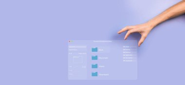 Belge yönetimi konsepti. Sanal ekran simgeleri Belge Yönetim Sistemi DMS Çevrimiçi belge veritabanı, şirket dosyaları ve verilerinin verimli arşivlenmesi, aranması ve yönetimi için yazılım