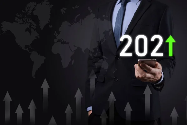 Planifier Une Croissance Positive Des Affaires 2021 Concept Plan Homme — Photo