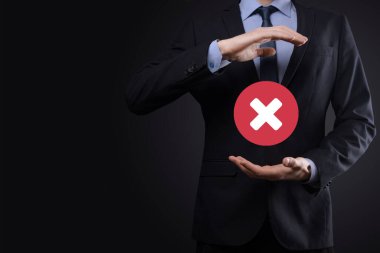 Elle tutulan simge, iptal simgesi, simgeyi iptal et. Düz kırmızı simge işaretle. round. round.round.round. X işareti iptal. Yanlış işaretleme. Reddedildi. Koyu arkaplanda.banner. Boşluk. Metin için yer